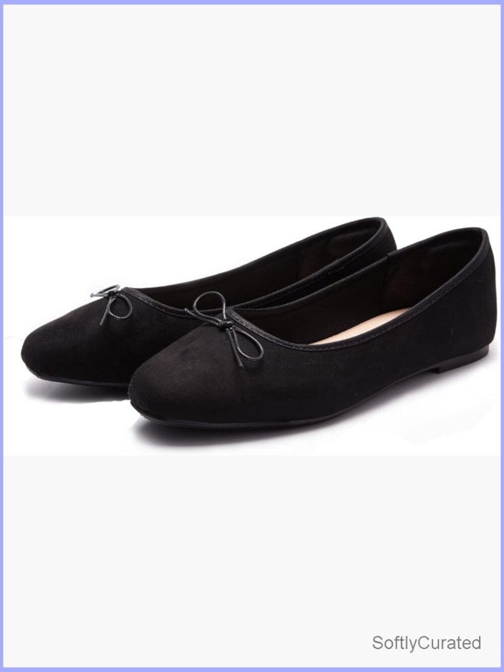 Round Toe Ballet Flats with Bow, Arch Support, Slip-On Comfort